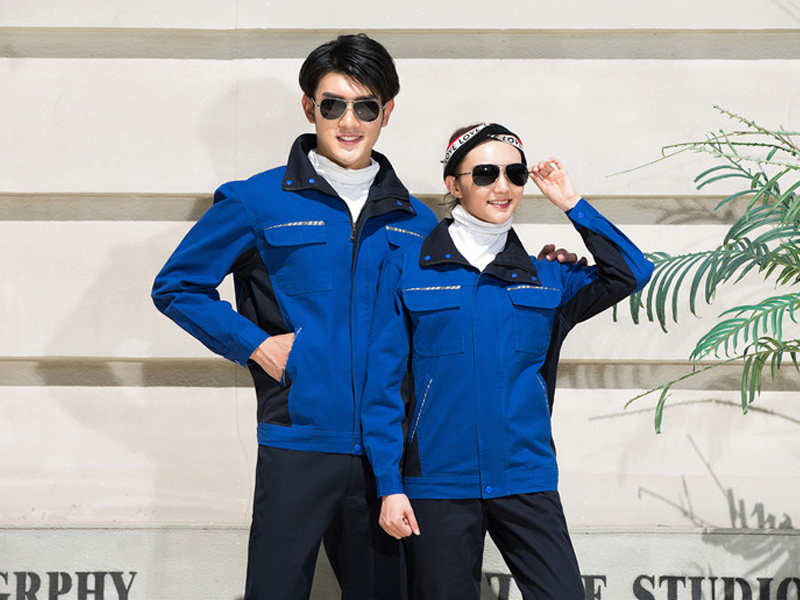 男女同款藍(lán)色長袖夾克工作服